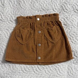 Old Navy Brown Corduroy Skirt with Heart Pockets
